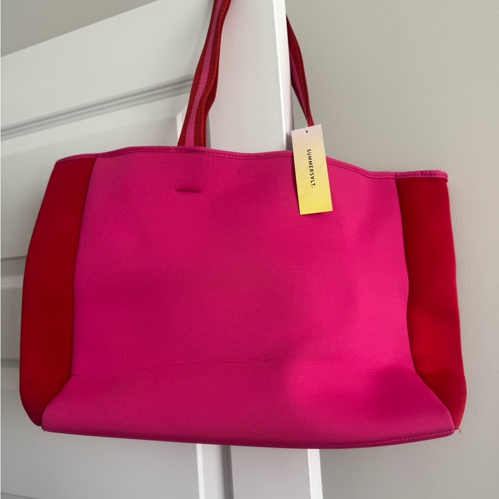 Summersalt Pink and Red Neoprene Tote Bag